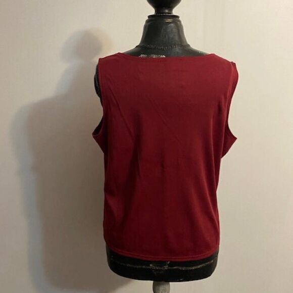 Elementz Burgundy lace button down top with camisole, size 1X - Picture 3 of 5